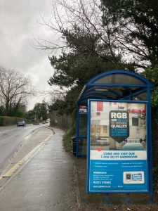 Barnstaple Advertising Shelter 40 Panel 4 A3125 Bickington Road adjacent Woodville near Sticklepath School Field