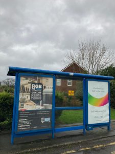 Barnstaple Advertising Shelter 7 Panel 1 Crosslands adjacent Woodville opposite Sticklepath School