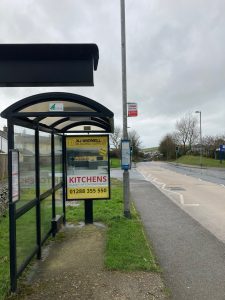 Bude Advertising Shelter 30 Panel 3 Stratton Road, opposite School