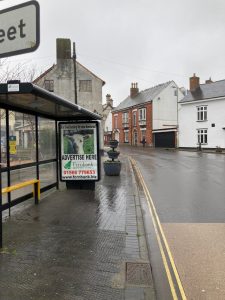 Cullompton Advertising Shelter 14 Panel 3 B3181 Exeter Hill outside Cullompton Library