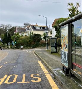 Falmouth Advertising Shelter 5 Panel 1 Melville Road adjacent Gyllyngvase Terrace