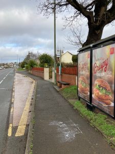 Kingskerswell Advertising Shelter 705 Panel 2 A380 opposite Manor Gardens adjacent Hare and Hounds Pub