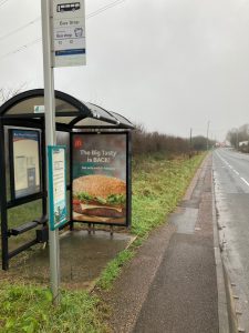 Kingskerswell Advertising Shelter 707 Panel 3 A380 opposite Southern Timber
