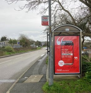 Newquay Advertising Shelter 661 Panel 4 Treloggan Road adjacent Polwhele Road near Bookers