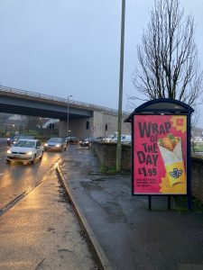 Newton Abbot Advertising Shelter 607 Panel 4 Pen Inn Roundabout adjacent Sainsbury's