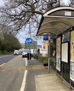 Penryn Advertising Shelter 1 Panel 1 Falmouth Road outside Waterside House adjacent Lidl