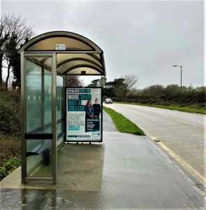 Penzance Advertising Shelter 32 Panel 3 Jelbert Way adjacent Halford opposite Heliport