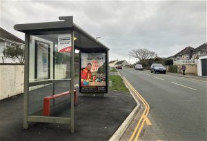 Saltash Advertising Shelter 5 Panel 3 Callington Road junction New Road adjacent Funeral Directors