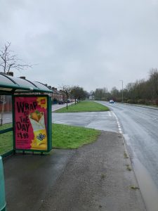 Tiverton Advertising Shelter 12 Panel 3 A396 Exeter Road adjacent Narrow Lane