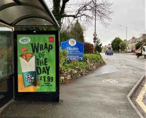 Truro Advertising Shelter 20 Panel 3 A390 Tresawls Road adjacent Hospital