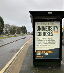 Truro Advertising Shelter 86 Panel 4 A390 Tresawls Road outside Truro College