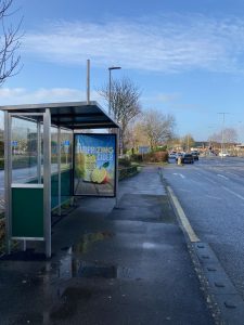 Yeovil Advertising Shelter 6595 Panel 3 A3088 Lysander Road, outside BandM