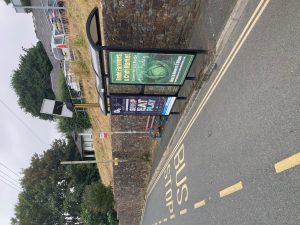 Bude Advertising Shelter 37 Panel 2 A3072, outside Stratton Hospital Car Park